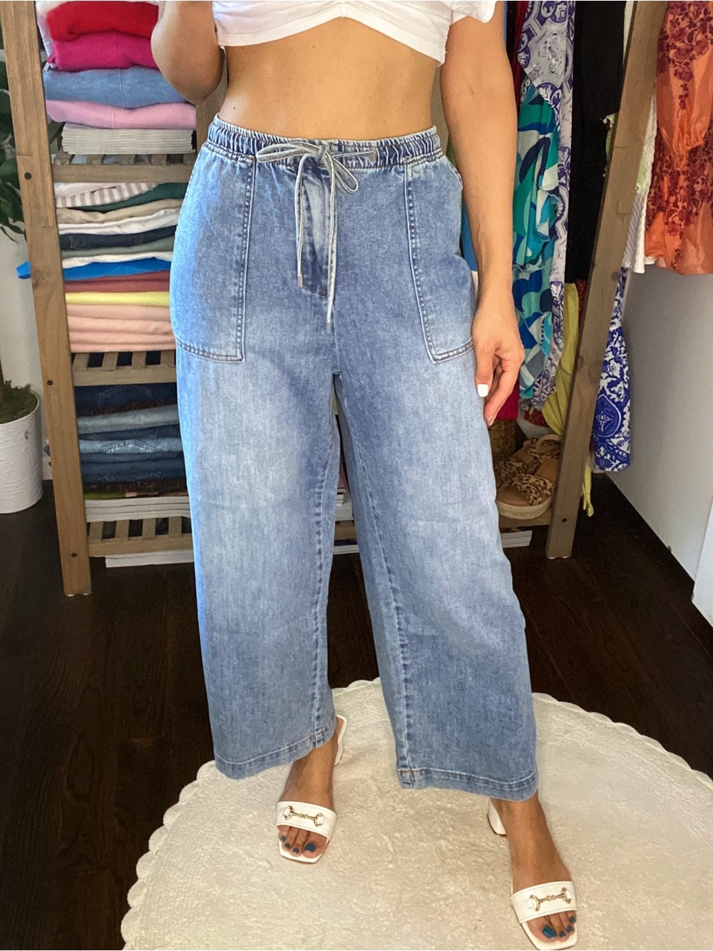 OAT New York Cloud Luxe Denim Wide-Leg High Rise Cropped Jeans! 👖